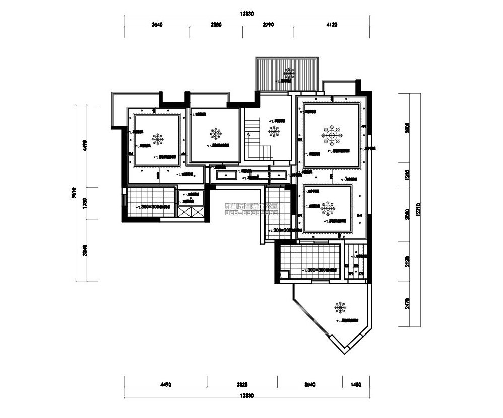 簡歐套三住宅頂面平面設(shè)計(jì)圖